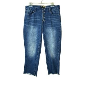 Suzanne Betro Blue Denim Crop Button Fly Jeans Women Sz 12